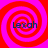 Four identical spiral patterns in red and magenta with the text 'Lexah' centered on each, arranged in a