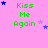 Green text 'Kiss Me Again' on pink background with scattered blue and purple stars, some stars move across frames.