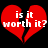 Two red broken hearts with white text 'is it worth it?' on a black background, each heart split into two pieces.