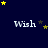 Dark blue background with yellow and gray stars scattered , each containing four 'Wish' text labels in white pixelated font