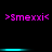 >Smexxi< text in magenta appears twice on black background with cyan horizontal bars between