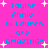 Pixelated text on bright pink background with white starbursts, repeating 'Taylor Annie & Lauren are AMAZING!!' in blue and cyan lettering.