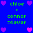 Pixel art displays green text 'chloe + connor =4ever' with pink and purple hearts on blue background, repeated in two identical horizontal sections.