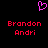 Pixelated pink heart symbol above red text reading Brandon Andri on black background.
