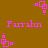 Brown background with pink pixelated text and square-based icons arranged in a pattern