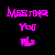 Pixelated text phrases in bright pink, yellow, and cyan colors on a black background with no visible motion.