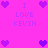 Pixelated icon with pink background, purple hearts, and repeated text "I LOVE KEVIN" in light purple.