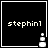 Four black square each display white text 'stephin1' and a small pixelated icon with three stacked shapes, one topped by a plus sign. The bottom-right shows the topmost shape as a solid block while others show it as a plus sign