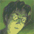 Animated sequence of a character with dark hair and glasses in four distinct poses against green background, including text 'Harry Potter' in purple script.