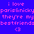 Blue background with pink text reading 'i love paris&nicky they're my bestfriends <3' and green highlighted sections, displayed in a of four identical