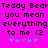 Pixelated text on bright pink background with repeated phrases and symbols, featuring a heart symbol and star-like shapes.
