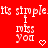 Red background with white pixelated text reading 'its simple. its simple. its simple.' and 'I miss you' repeated across three , featuring heart and arrow symbols in some positions