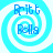 Four identical pixelated icons arranged in a , each featuring blue text "Britt Bells" over a light blue spiral background