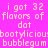 Pixelated text on a bright pink background reads "i got 32 flavors of dot bootydicious bubblegum" in repeated with no visible animation changes