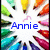 Colorful pencil radiating from center with blue text 'Annie', 'Lauren's', and 'Amazing' over white background.