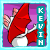 Animated contact sheet of a red bat-like character with white belly and pink wings against purple background, labeled KEVIN vertically on right side across six frames showing wing movement.