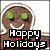 Pixelated holiday-themed icon with four distinct sections showing a gingerbread man, candy cane bow, snowman, and empty space.