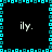 Pixelated cyan border frames a black background with four identical 'ily.' text fragments in white pixel font, arranged symmetrically at the corners.