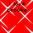 Red background with white diamond-shaped pattern and four identical text blocks reading 'i love brooke' in black pixelated font