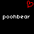 Red pixelated heart symbol above two identical white text strings on black background.