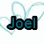 Pixelated text 'Joel' and 'We can't be together forever...' with light blue heart outlines on white background.
