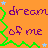 Pixelated orange background with purple text reading 'dream of me', green zigzag line, and two light blue stars.