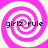 Four identical pink and white spiral patterns arranged in a with black text reading 'girlz rule' on each spiral