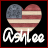 Static pixel art icon featuring a heart-shaped American flag design with stylized text below, set against a black background with red border.