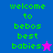 Pixelated text 'welcome to bebos best babies.' in green on blue and purple backgrounds with a pink star and blue star icon.