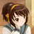 Anime-style character with brown hair tied in a ponytail, wearing a blue and white sailor uniform, shown from three angles as the head turns left to right.