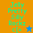 Pixelated text and star symbols on split background , with color variations between orange-blue and green-gray sections