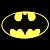 Pixelated yellow Batman symbol with black bat wings and white outline on dark background.