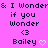 Pixelated text and symbols on a bright pink background with two identical side-by-side layouts featuring 'I Wonder if you Wonder <3 Bailey' in dark blue, each ending with a white heart.