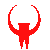 Red pixelated devil head icon transitions from full horns to partial horned silhouette across three of each
