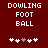 Pixelated text 'DOWLING FOOTBALL' on dark red background with five white and one gray star icons below.