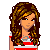 A 4x3 contact sheet of pixel art frames showing a female character with long brown hair wearing a red and white striped top, paired with blue jeans, alongside repeated "Gabi" text in various styles and backgrounds.