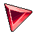 Pixelated triangular shape with gradient red tones, outlined in black against a gray background.
