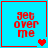 Four blue square with red borders display 'get over me' text and changing heart symbols
