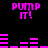 Pixelated pink text and bar graphs on black background with 'PUMP IT!' repeated across four positions and animated bar sequences changing in height and pattern.