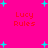 Bright pink background with cyan star shapes and repeated red text "Lucy Rules" in four quadrants.