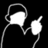 Pixelated grayscale icon shows two white shapes connected by a curved line on black background, one larger with rounded corners, one smaller with pointed tip.