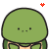 Green cartoon turtle with rounded shell and small limbs, displaying multiple facial expressions including closed eyes, smiling mouth, and neutral face