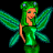 A pixelated green fairy character with large wings and a headpiece on the left, next to green text reading "Original Icons .com" on a dark background.