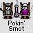 Pixel art animation of two skeletal figures with smoking beakers, one in gray jacket and white hat, the other in purple shirt, both seated on wooden chairs. The right figure's smoke changes from green to orange across frames.