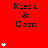 Red background with repeated "Kiera & Dom" text and white star symbols in a pattern, some stars animate vertically