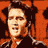 Pixelated static image of a person with dark hair and orange-toned background, rendered in low-resolution 256x256 pixels with visible dithering and blocky artifacts.