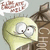 Pixelated cartoon character with large eyes and a yellow face, holding a brown object with white text, against a light gray background.