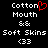 Pixelated text and symbols on black background with red heart symbol replacing 'o' in Cotton, two identical side-by-side layouts.
