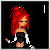 Pixel art contact sheet of a red-haired character in black and white outfit with text fragments forming "I am not broken don't try to fix me" across 9 frames.