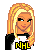 Pixel art contact sheet showing a cartoon character's upper body, midsection, and legs with bold yellow text reading "Hockey Is A Kick Ass Sport" on black background.